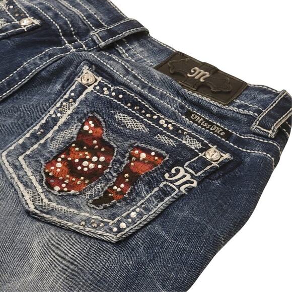 MISS ME Colorful Embellished Skinny Jeans Womens 27 Rhinestone Thick Stitch Y2K - Picture 6 of 15